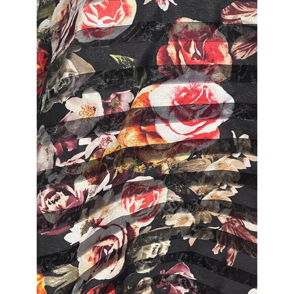 DressBarn 16 fit flare floral midi dress cocktail retro vintage wedding guest - Picture 7 of 12